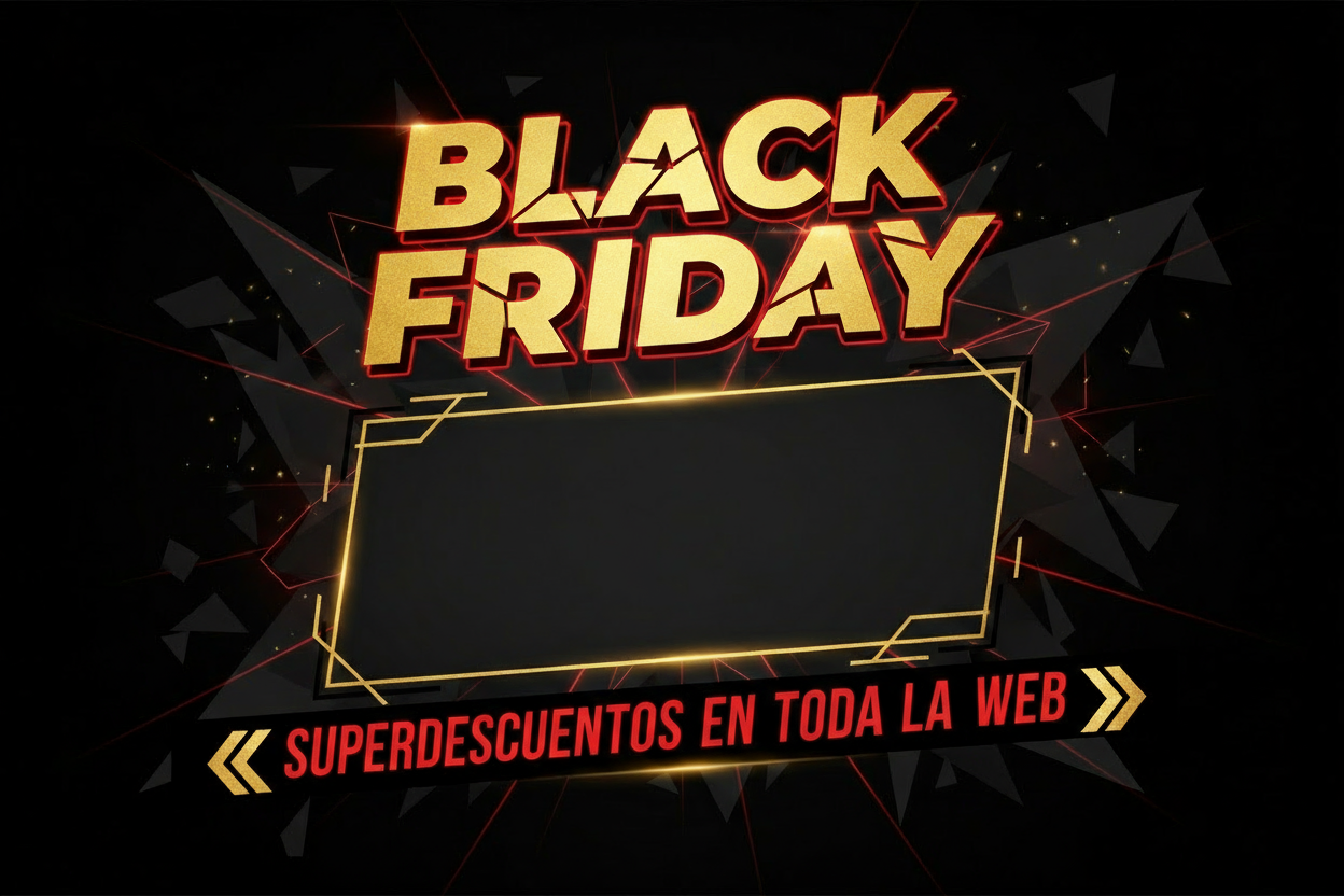 generame una imagen muy llamativa donde ponga e l parte superior BLACK FRIDAY,  y en l parte inferior superdescuentos en toda la web, y la parte del medio no ponga nada de texto ya que la tengo reserada para poner mi logo